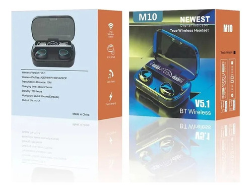   Fone De Ouvido M10 Bluetooth  Bt/wireless 5,3  Estéreo 9d