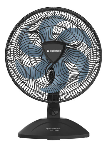 Ventilador 6 Pás Eros Turbo Vtr409 Preto E Azul Cadence 110v