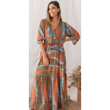 Vestido De Seda Boho Talle Único Amplio