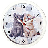 Relógio Parede Quartz 23cm Diametro Pets Gatos Pussy Cats 