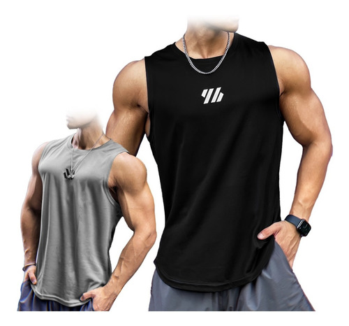 2pcs Playera Gym Hombre Musculosa Tank Top Seco Rápido