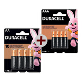 Kit 04 Pilhas Aa + 04 Aaa Alcalina Duracell Embalagem C/4