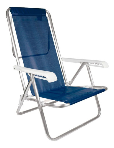 Kit 02 Cadeira Praia Reclinável 8 Posições Mor Azul Marinho