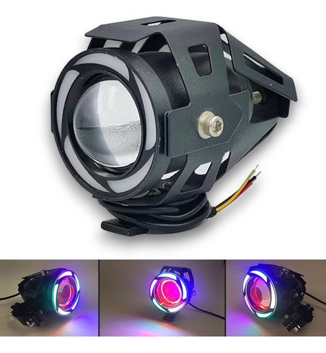 Faro U7 Multicolor Proyector Lupa Flash Moto Con Ojo Angel