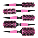 Kit 5 Escovas Profissionais Cabelo Cerdas Javali - Rosas