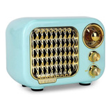 Altavoz Bluetooth Retro Azul Estilo Vintage Con Radio Fm Fue