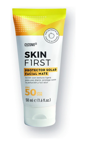 Bloqueador Solar Facial Skin First De Cyzone 50ml.
