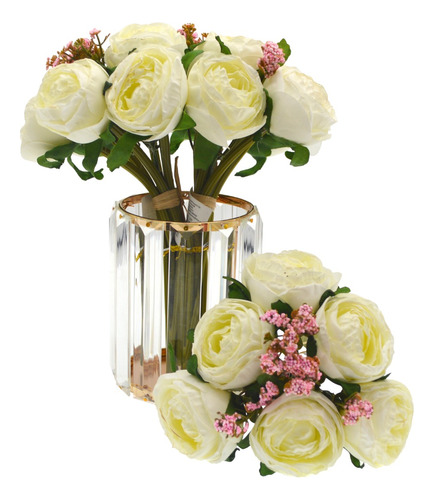 Pack 2 Ramos Flores Artificiales Rosas Boda Novia Deco 23cm