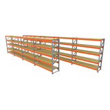 Kit 9mini Porta Pallet 180x200x60 Cinza Com Laranja Mdf Cru