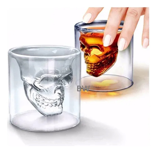 Copo De Vidro Caveira Shot Doomed Skull 150ml Para Drinks