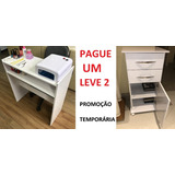 Kit 2 Por 1 - Mesa Para Manicure + Armário Auxiliar De Salão