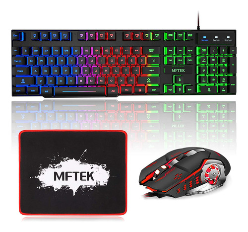 Combo De Teclado Y Mouse Para Juegos Con Alfombrilla De...