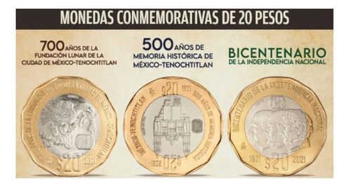 Moneda De 20 Pesos Conmemorativas 3 Piezas Sin Circular