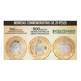 Moneda De 20 Pesos Conmemorativas 3 Piezas Sin Circular