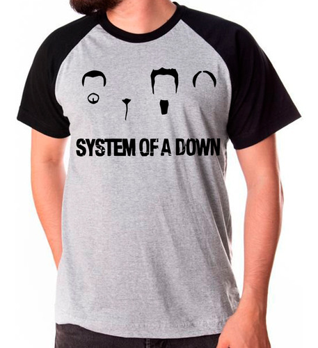 Camiseta Masculina Raglan System Of A Down Minimalista