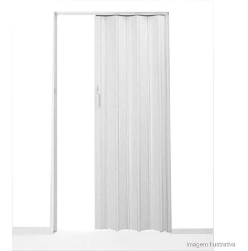 Porta Sanfonada De Pvc Plast 210x60cm Com Trinco Branca Bcf Bcf