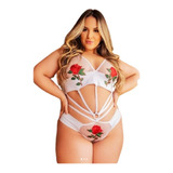 Plus Size Lingerie Sexy Conjunto Sensual Transparente Flower