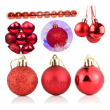 Tubo 20 Bolas Enfeite Natal Decoração Árvore Pendurar 4 Cm Cor Vermelho Tri Tons Lisa Fosca Gliter