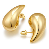 Aretes Mujer Oro 14k Pendiente De Gota Grandes Regalos Mujer