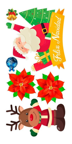 Vinil Ventana Navideño Decoración Santa Claus Reno Adorno
