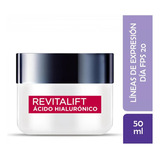 Crema Dia Loreal Paris Revitalift Acido Hialuronico Fps20 