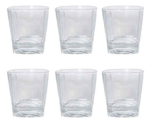 Set X6 Juego Vasos De Vidrio 258ml Whisky Cuadrado Velas