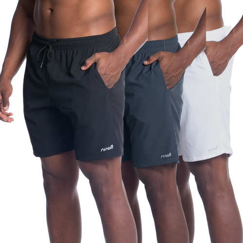 Kit 3 Bermuda Shorts Masculino Tactel Elastano Treino Praia