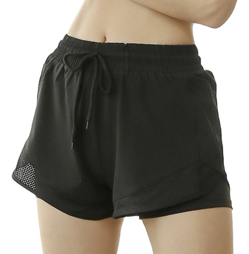 Short De Yoga Deportivos De Doble Capa Para Mujer