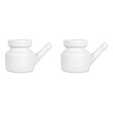 2 Botes De Cerámica Neti Pot Para Limpieza Nasal De 350 Ml,