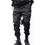 Pantalón Negro Hombre Cargo Streetwear