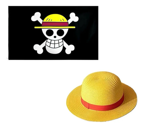 Sombrero D Paja Luffy Mugiwara + Bandera One Piece 150x90 Cm | Envío gratis