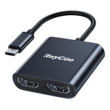 Raycue Adaptador Usb C A Hdmi Dual 4k A 60 Hz, Tipo C (thund