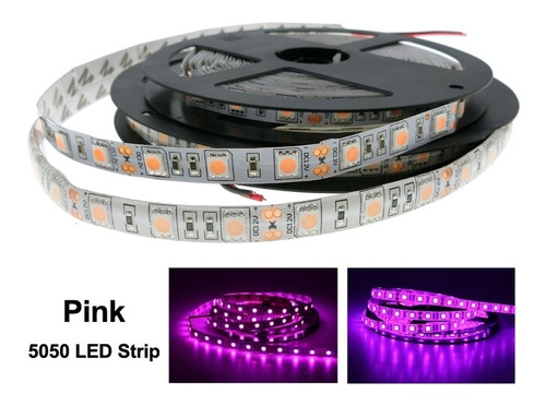 Metro Cinta Led Rosada 5050 12v Lila Fucsia 60 Led Siliconad