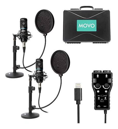 Movo Smartphone Podcast Recording Microphone Kit - Paquete D