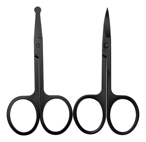 2pcs Sobrancelha Preta E Nariz Cabelo Tesouras Cabelo Facial