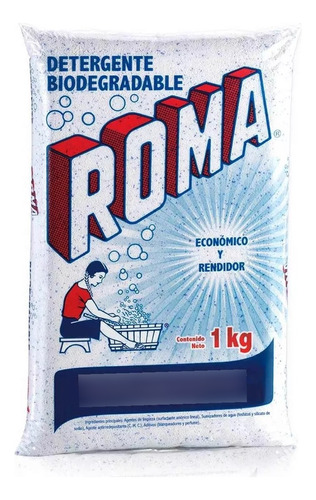 Caja Detergente En Polvo Roma Multiusos 1kg 10 Piezas