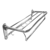 Repisa Estante Toallero Oval 5 Ganchos Baño Cromado Rack *