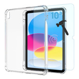 Carcasa Silicona Con Ranura + Vidrio Para iPad 10 Décima Gen