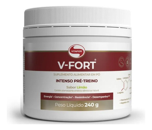 V Fort Pré Treino Intenso 240g Vitafor Sabor Limão