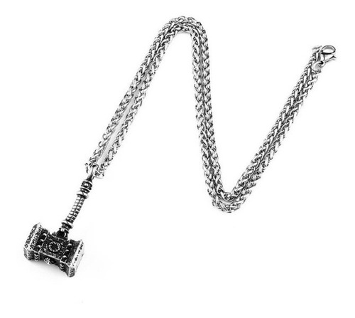 Collar Dije Martillo Mjolnir Vikingo Titanio Acero Inoxidabl