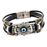 Brazalete Pulsera Cuero Ojo Turco Suerte Protección - 1 Pz. 