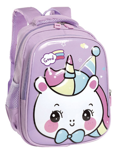 Mochila Nena Jardín Escolar Suave Unicornio Peluche Pony Hb