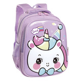 Mochila Nena Jardín Escolar Suave Unicornio Peluche Pony Hb