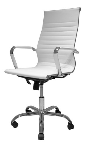 Cadeira Escritório Presidente Pu Alta Eames Branca Cor Branco Material Do Estofamento Couro Sintético