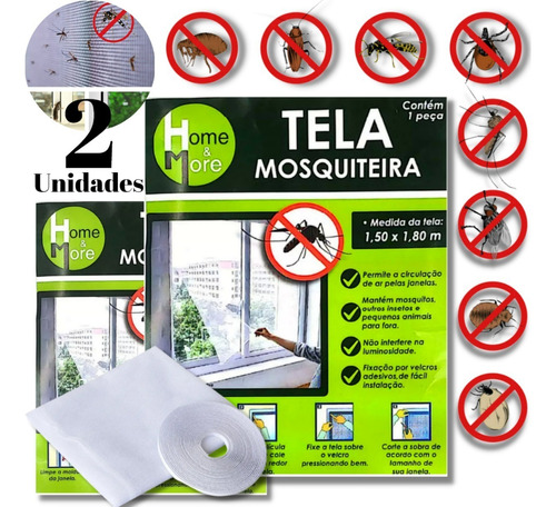 2 Tela Mosquiteira Anti Inseto/mosquito P/janela Ajustavel