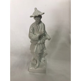 Escultura Hombre Chino En Porcelana, Marcado Ff 