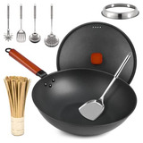 Sartén Wok Con Tapa - Wok Antiadherente De 13 , Woks De Acer