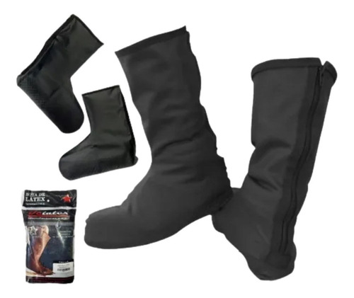 Botas Zapatones Impermeables Motociclismo Látex Negros