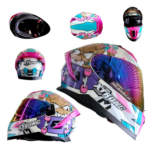 Casco Rosa Xtrong Integral Lentes Internos  Certificado Ece