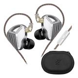 Auriculares Con Cable Kz Zvx Hifi Con Micrófono Y Bolsa De T Color With Mic Silver